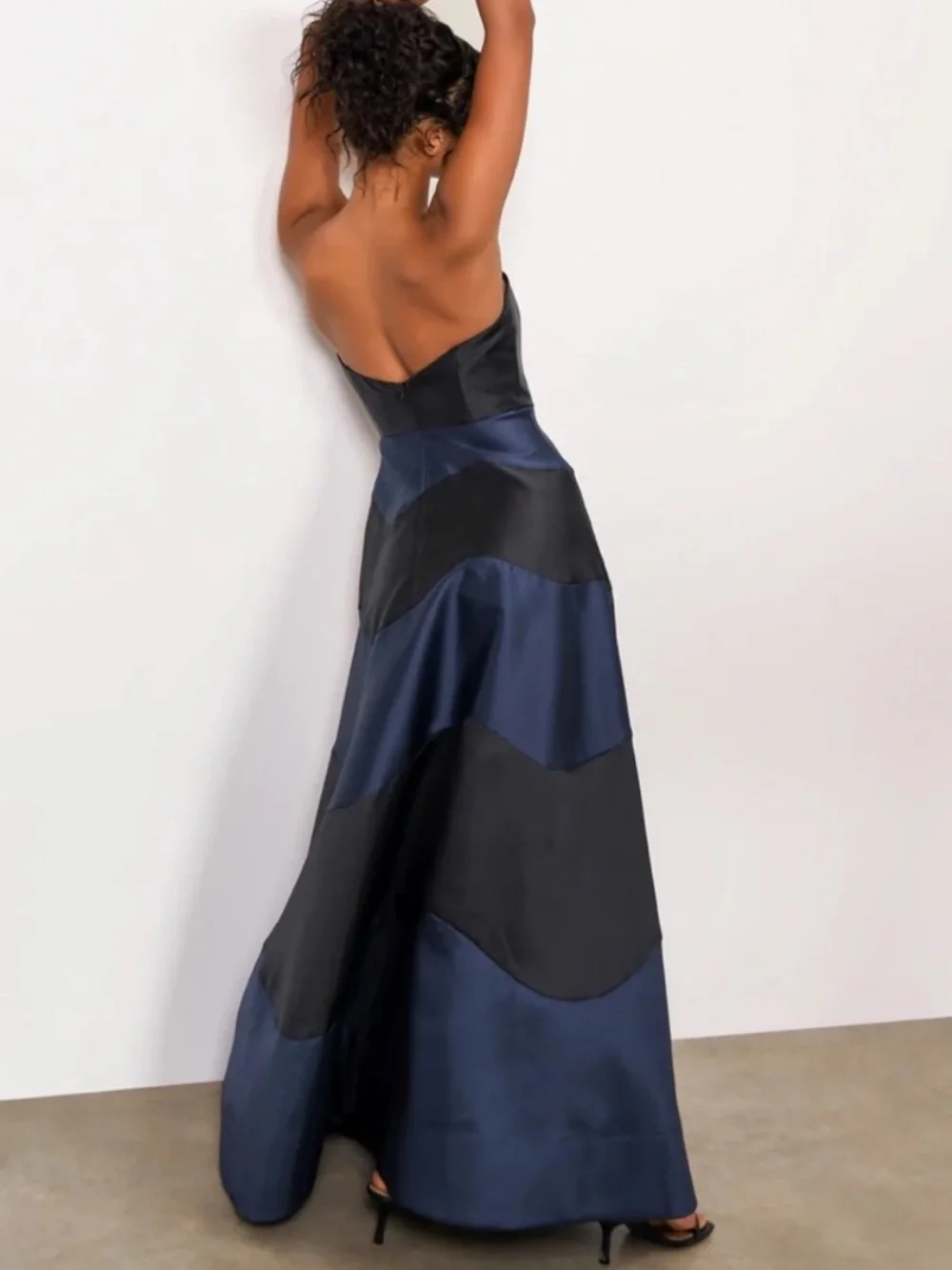NWT Anthropologie Hutch Dress Rena Maxi Gown Strapless in Colorblock Navy Black - Picture 4 of 11